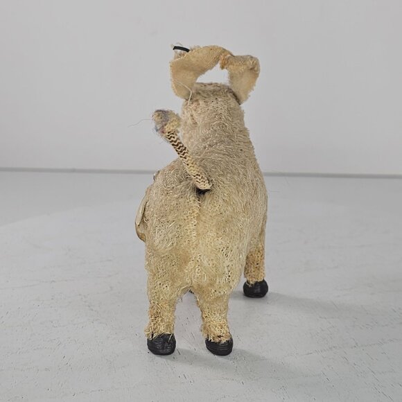 Antique Japan Working Mohair Windup Toy Donkey With Bug On Hip Missing Key AS IS - Picture 4 of 9